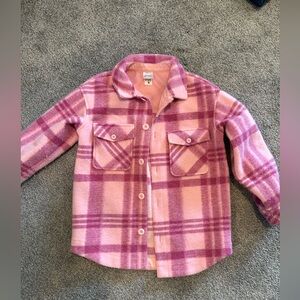 Hannah Andersson pink plaid wool-like shacket size 8 girls